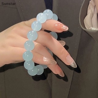 Sunstar สร้อยข้อมือ ประดับลูกปัดหยก สีขาว สําหรับผู้หญิง