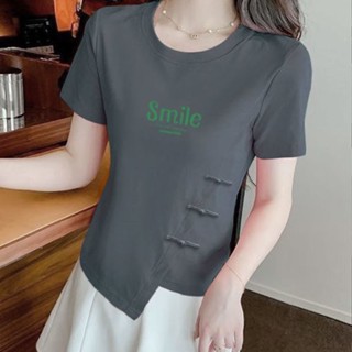 เสื้อยืดแขนสั้น ทรงไม่สมมาตร ขนาดใหญ่ สําหรับผู้หญิง C10903