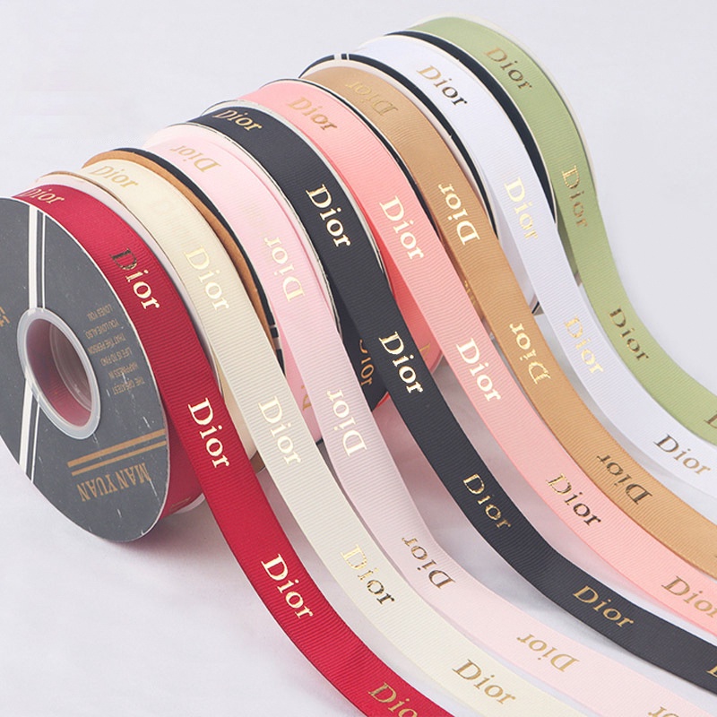 กว้าง 2 ซม. ยาว 36 หลา ริบบิ้นแบรนด์ดัง ด้ายปิดทอง ริบบิ้น ดอกไม้ ดอกไม้ วัสดุบรรจุภัณฑ์เค้ก