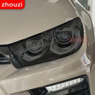 สติกเกอร์ฟิล์มใส TPU ป้องกันไฟหน้ารถยนต์ สีดํา สําหรับ Volkswagen VW Scirocco 2008-2017 2 ชิ้น