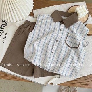 ชุดเสื้อแขนกุด และกางเกงขาสั้น สองชิ้น สําหรับเด็กผู้ชาย