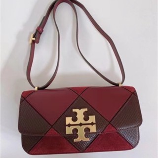 Tb TORY BURCH Eleanor กระเป๋าสะพายไหล่ ทรงสี่เหลี่ยมผืนผ้า ขนาดเล็ก ลาย Beetle Berry Multi