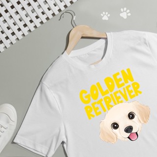 เสื้อยืดลาย น้องหมา โกลเด้น รีทริฟเวอร์ (Golden Retriever) ผ้า Cotton  สีสันสดใส ใส่สบาย ลายน่ารักๆ