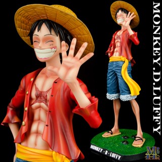 Gk ตุ๊กตาฟิกเกอร์ One Piece ลูฟี่ โจรสลัด หน้ายิ้ม ขนาดใหญ่ สําหรับตกแต่งโต๊ะ 1/4