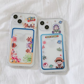 เคสโทรศัพท์มือถือแบบนิ่ม ใส กันกระแทก ลายการ์ตูนเอเลี่ยน Toy Story พร้อมช่องใส่บัตร สีเหลือง สําหรับ IPhone 14 Pro Max 14 Plus 13 Pro Max 12 Pro Max 11 Pro Max