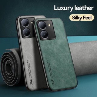 Luxury Leather Shell Skin Feel Shockproof Magnetic Car Holder Phone Case For Y36 y 36 78 Y78+ V29 Lite 5G