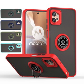 สําหรับ Motorola Moto G32 โปร่งแสง ฝ้า ปกคลุม พร้อมแหวนหมุนได้ เคสกันกระแทก TPU