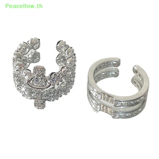 Peacellow แหวนแฟชั่น ประดับเพทาย อัลลอย ลายดาวเสาร์ ปรับได้ แวววาว คลาสสิก เครื่องประดับ สําหรับผู้หญิง TH