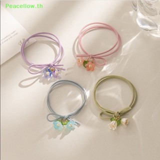 Peacellow สร้อยข้อมือเชือกยืดหยุ่น จี้ดอกไม้ สีเขียว สีชมพู สําหรับผู้หญิง 2 ชิ้น