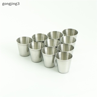 Gongjing3 แก้วไวน์สเตนเลส แบบพกพา 30 มล. 10 ชิ้น