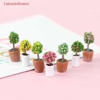 (Takashiflower) กระถางต้นไม้จิ๋ว สีเขียว สําหรับตกแต่งบ้านตุ๊กตา 1:12