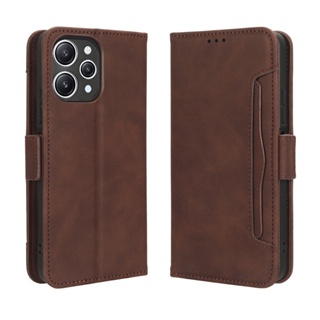 เคสหนัง PU พร้อมช่องใส่บัตรหลายช่อง ขาตั้งวาง สําหรับ Redmi 12 Meganetic Xiaomi Redmi 12 Redmi12