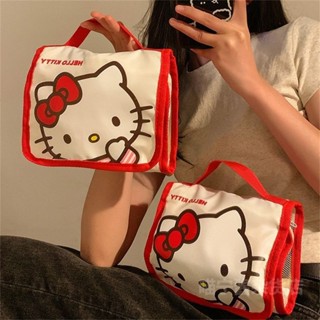 Sanrio กระเป๋าเครื่องสําอาง อเนกประสงค์ แบบพกพา ลาย Hello Kitty Kuromi Cinnamoroll สําหรับเด็กผู้หญิง