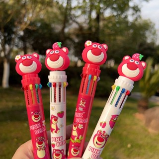 LZBOI  10 สีปากกาลูกลื่น Lotso น่ารัก สตรอเบอร์รี่ หมี ปากกาหมึกเจล 0.5 มม. ปากกานักเรียน เครื่องเขียนนักเรียน