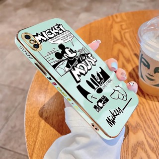 เคสไอโฟน iPhone 6 6S 7 8 Plus X XR XS MAX นิ่ม ขอบสี่เหลี่ยม ลายมิกกี้ ภาพประกอบ เคสโทรศัพท์ หรูหรา ชุบนิ่ม