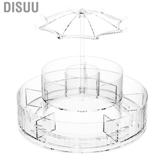 Disuu Cosmetics Storage Box  Transparent Rotating Makeup Organizer Easy To Clean for Brushes Lipsticks Jewelry