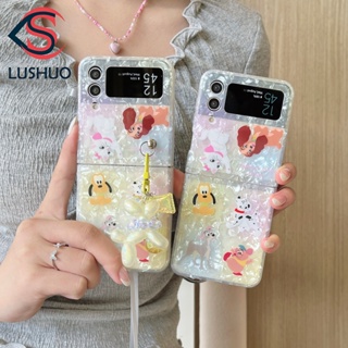 Lushuo เคสโทรศัพท์มือถือ ปิดด้านหลัง ลายแมวดิสนีย์ Mary น่ารัก พร้อมจี้ สําหรับ Samsung Galaxy Z Flip 3 5G and Z Flip 4 Z Flip3 ZFlip3 ZFlip 3 Z Flip4 ZFlip 4