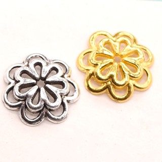 [Antique Receptacle &amp; Flower Hat] จี้ลูกปัดโลหะ รูปดอกไม้ สไตล์โบราณ แฮนด์เมด 14 มม. diy