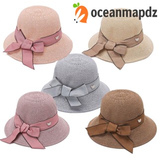 OCEANMAPDZ หมวกฟางกันแดด สีพื้น เหมาะกับเดินชายหาด ท่องเที่ยว