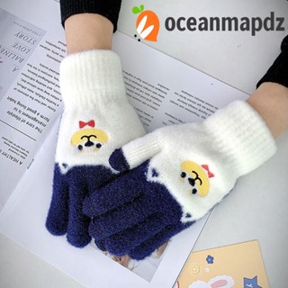 OCEANMAPDZ ถุงมือ ผ้ากํามะหยี่ขนนิ่ม ให้ความอบอุ่น ลายหมีน่ารัก เหมาะกับใส่กลางแจ้ง สําหรับผู้ชาย