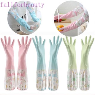 FALLFORBEAUTY ถุงมือยาง ผ้ากํามะหยี่ขนนิ่ม ทนทาน สําหรับทําความสะอาดจาน