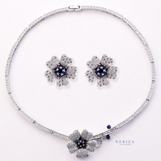 Neriza Jewelry/ชุดเครื่องประดับเจ้าสาวเกรดท๊อปงานจิวเวลรี่ประกายไฟเทียบเท่าเพชรแท้ จัดส่งฟรีพร้อมกล่องNSW012