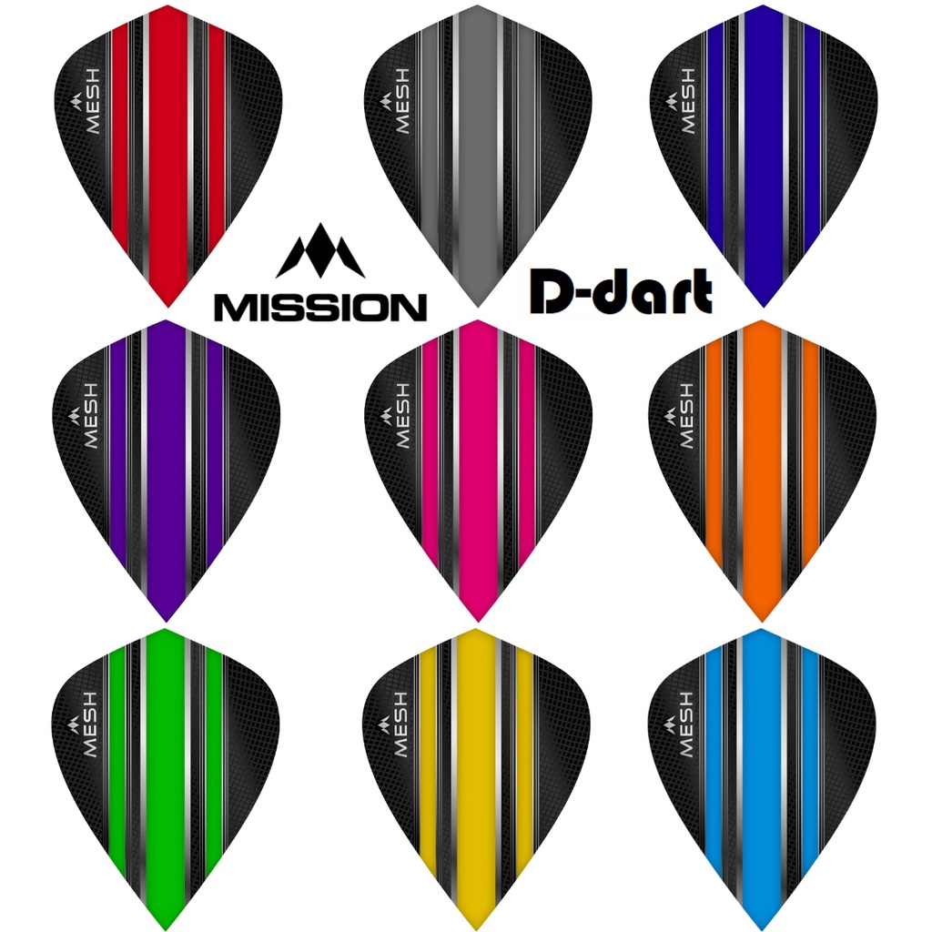 Mission Dart Flights - KITE 100 Micron MESH Darts Flight 3 ชิ้น/แพ็ค (SAYAP ARROW)