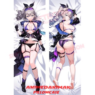 Honkai ปลอกหมอนอิงโซฟา แบบนิ่ม ลายอนิเมะญี่ปุ่น Otaku Wolf Dakimakura ขนาด 50x160 ซม. สีเงิน