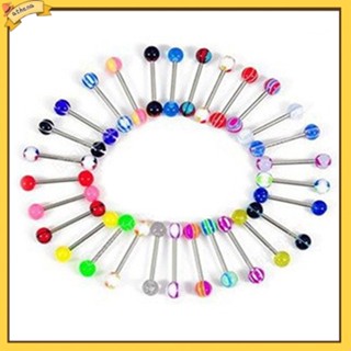 ที่| เครื่องประดับ จิวเจาะร่างกาย ลิ้น บาร์เบล ลูกบอล คละสี 14 กรัม 50 ชิ้น