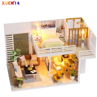 T8 ชุดบ้านตุ๊กตาจิ๋ว พร้อมเฟอร์นิเจอร์ แฮนด์เมด หรูหรา DIY สําหรับตกแต่งบ้านตุ๊กตา