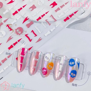 LANFY สติกเกอร์ติดเล็บ ลายการ์ตูนหมี Alice Wonderland แฟชั่น สําหรับตกแต่งเล็บ