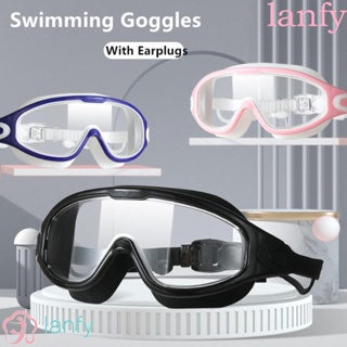 LANFY แว่นตาดําน้ํา แฟชั่น ปรับได้ ป้องกันรังสียูวี กรอบใหญ่ ป้องกันหมอก ไฟแบน แว่นตาว่ายน้ํา