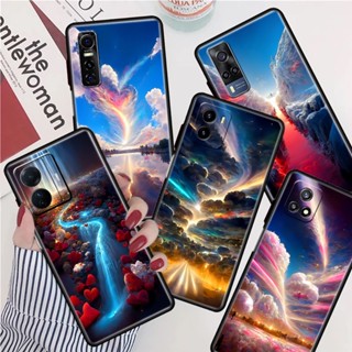 เคสโทรศัพท์มือถือซิลิโคน TPU กันตก แนวตรง ลายภูมิทัศน์สายรุ้ง สําหรับ Vivo S9 S12 V23 S12 S15 V20 V21 V23E 4G 5G V23 PRO