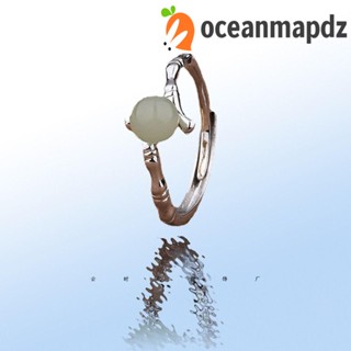 OCEANMAPDZ แหวนหยก สไตล์วินเทจ เรโทร หรูหรา สวยงาม เหมาะกับของขวัญ สําหรับผู้หญิง