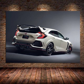 โปสเตอร์ภาพวาดผ้าใบ รูปรถสปอร์ต Honda Civic Type R สไตล์โมเดิร์น สําหรับตกแต่งผนังบ้าน ห้องนั่งเล่น