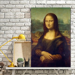 Mona Lisa By Leonardo Da Vinci โปสเตอร์ภาพวาดบนผ้าใบ สําหรับตกแต่งผนังบ้าน ห้องนั่งเล่น