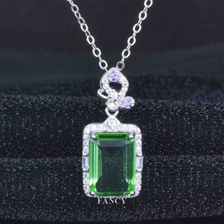 Fancy ใหม่ สร้อยคอ จี้มรกตจําลอง หรูหรา เครื่องประดับสตรี