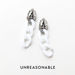 ต่างหู Link สีขาว ต่างหูคลิป ต่างหูก้านเงินแท้ Unreasonable Accessories UA0620-02