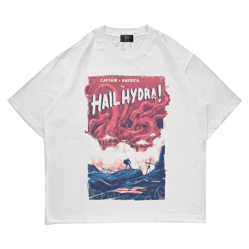 ยินดีต้อนรับ a  – CAPTAIN AMERICA VS HAIL HYDRA เสื้อยืด VINTAGE OVERSIZE COMBED 24S