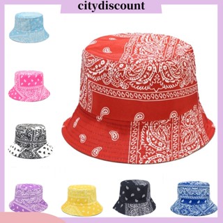 &lt;citydiscount&gt; หมวกปีกกว้าง ทรงบักเก็ต สองด้าน พิมพ์ลาย สไตล์ชนเผ่า เครื่องประดับแฟชั่น สําหรับผู้หญิง