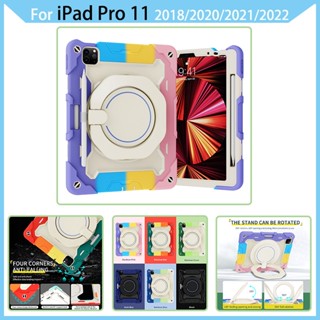 เคส สําหรับ iPad Pro 11 นิ้ว 2018 2020 2021 2022 360° เคสกันกระแทก ด้ามจับหมุนได้ สําหรับงานหนัก