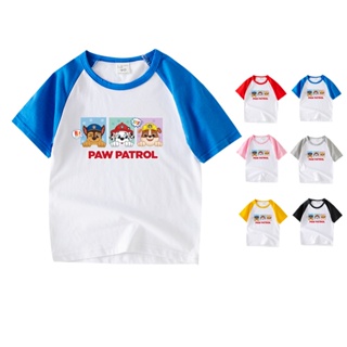 เสื้อยืดแขนสั้น ผ้าฝ้าย 100% พิมพ์ลายการ์ตูน Paw Patrol 6 สี สําหรับเด็ก LAA005