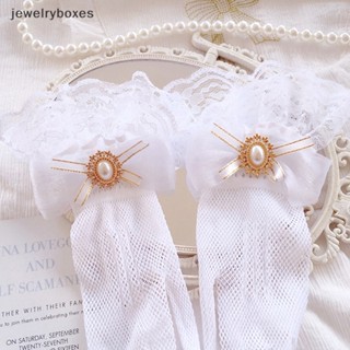 [jewelryboxes] ถุงมือลูกไม้ โบว์ ดอกไม้ โลลิต้า ลูกไม้ สีดํา สีขาว สไตล์บูติก ฤดูร้อน สําหรับเด็กผู้หญิง