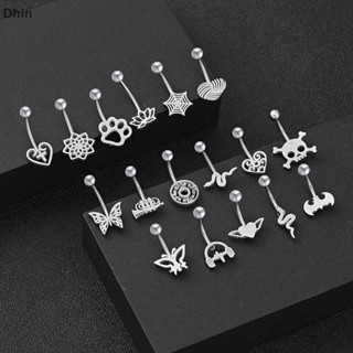 [Dhin] New Fashion Curved Belly Button Nail Stainless Steel Butterfly Skull Snake Belly Button Ring Tragus Body  Jewelry COD