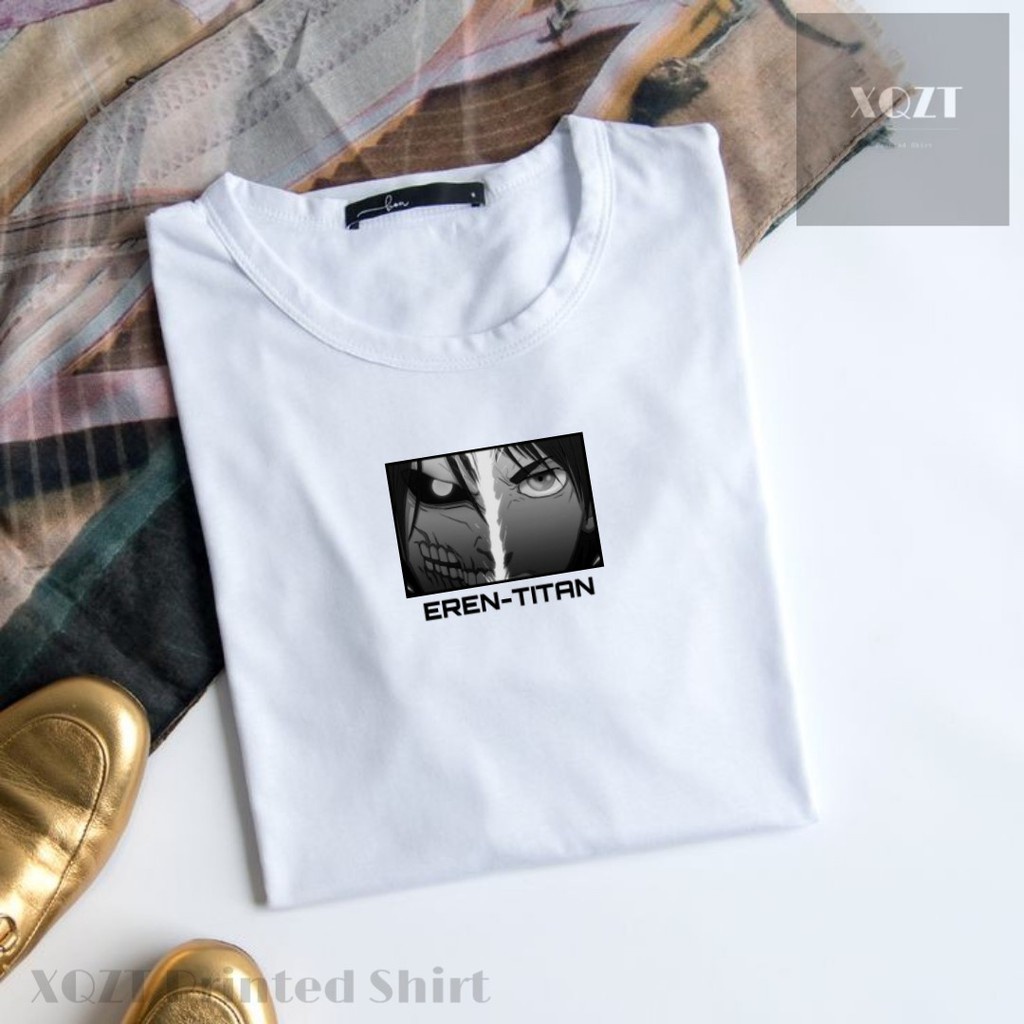 สีขาว a Attack On Titan Eren Yeager Eren Jaeger Titan Anime Manga New Trend Aesthetic Design Shirt (