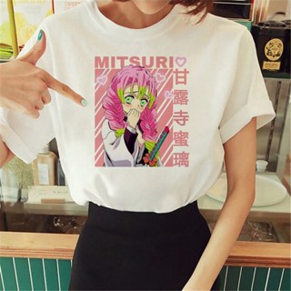 เสื้อยืด พิมพ์ลายการ์ตูน Mitsuri สไตล์ญี่ปุ่น แนวสตรีท สําหรับผู้หญิง