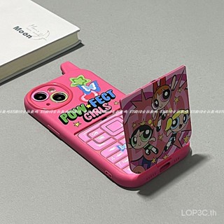 เคสโทรศัพท์มือถือแบบแข็ง กันกระแทก ลายการ์ตูน Big Brother Powerpuff Girls พร้อมกระจกแต่งหน้า สําหรับ iPhone 7 8 Plus XS XR X XS max 11 12 13 14 11 Pro max 12 Pro 13 Pro max 14 Pro max