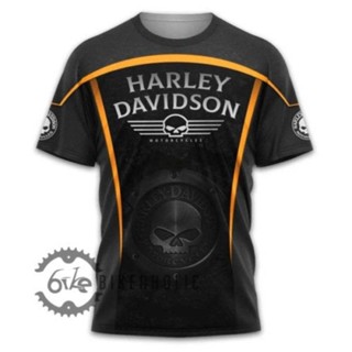 เสื้อยืด พิมพ์ลาย Harley-Davidson 3 มิติ สีดํา สําหรับผู้ชาย ไซซ์ S - 5XL