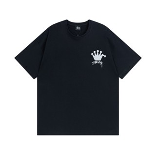 Stussy- เสื้อยืดแขนสั้น พิมพ์ลายมงกุฎ สไตล์คลาสสิก แฟชั่นสําหรับผู้ชาย และผู้หญิง Lyufhdr