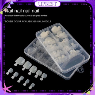 ♕ 100pcs/1box Nail Art Fake Toe Nail Tip Full Cap Presser Foot Acrylic Capsule Nail Tablets Nail Decoration Manicure Tool For Nail Shop 2 Designs UPBEST